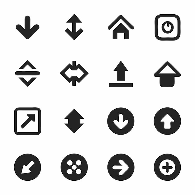 Hacer conjuntos de iconos con un solo color y dieciséis iconos realistas cada uno