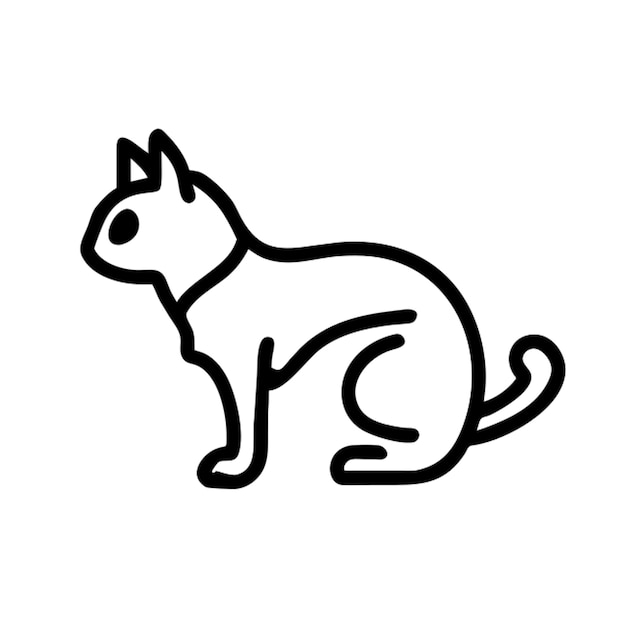 Hacer un contorno vectorial minimalista en blanco y negro de un gato estirando su contorno de icono del cuerpo