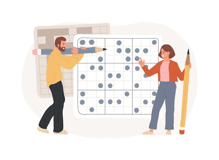 Vector hacer un crucigrama y un sudoku ilustración vectorial de concepto aislado
