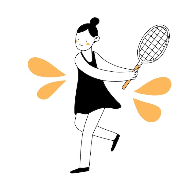 Hacer deporte doodle ilustración de contorno dibujado a mano plana Diseño de personajes de vector de línea simple