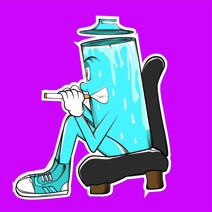 hacer un dibujo animado lindo fumando mientras está sentado relajado