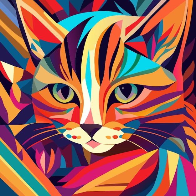 Vector hacer un diseño único de gato con el uso de colores brillantes ilustración vectorial