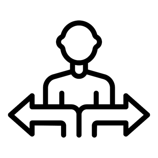 Hacer la elección del icono del contorno del vector Selección de decisión cognitiva