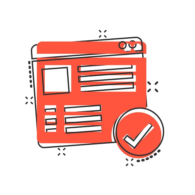 Para hacer icono de lista en estilo cómico Lista de comprobación de documentos Ilustración vectorial de dibujos animados en fondo blanco aislado Cuaderno de notas Marca de verificación Efecto de salpicaduras Concepto de negocio
