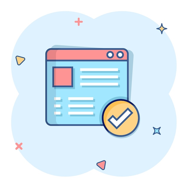 Para hacer icono de lista en estilo cómico Lista de comprobación de documentos Ilustración vectorial de dibujos animados en fondo blanco aislado Cuaderno de notas Marca de verificación Efecto de salpicaduras Concepto de negocio