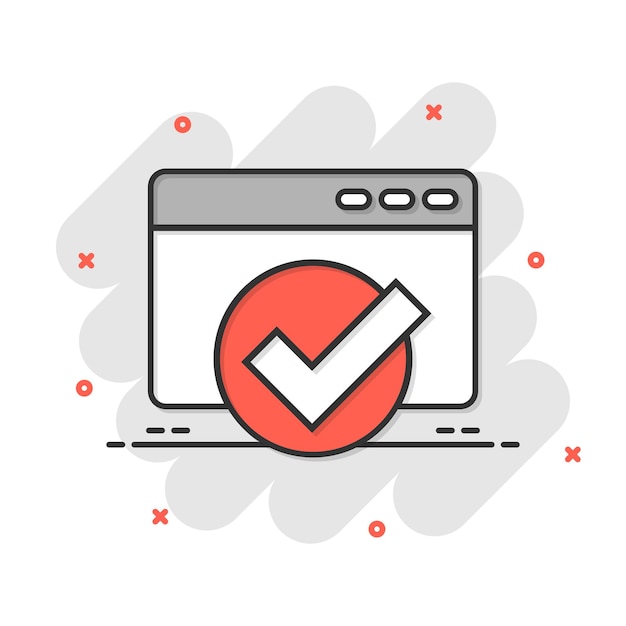 Para hacer icono de lista en estilo cómico Lista de comprobación de documentos Ilustración vectorial de dibujos animados en fondo blanco aislado Cuaderno de notas Marca de verificación Efecto de salpicaduras Concepto de negocio