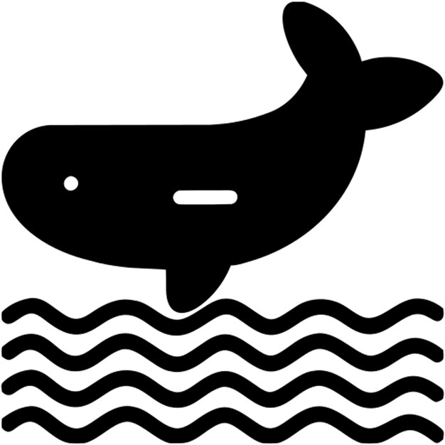 hacer un icono de material plano de ballena contorno forma negra sin icono de agua