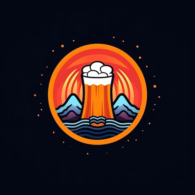 Vector hacer un logo plano con dos colores para cerveza con engreimiento paradisíaco