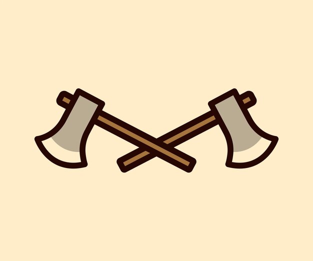 Hacha de madera aislada sobre fondo blanco Elemento para carpintería o emblema o icono de leñador