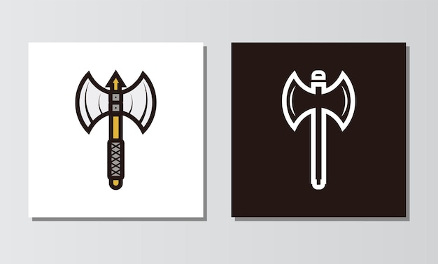 Hacha medieval icono logotipo diseño vector ilustración