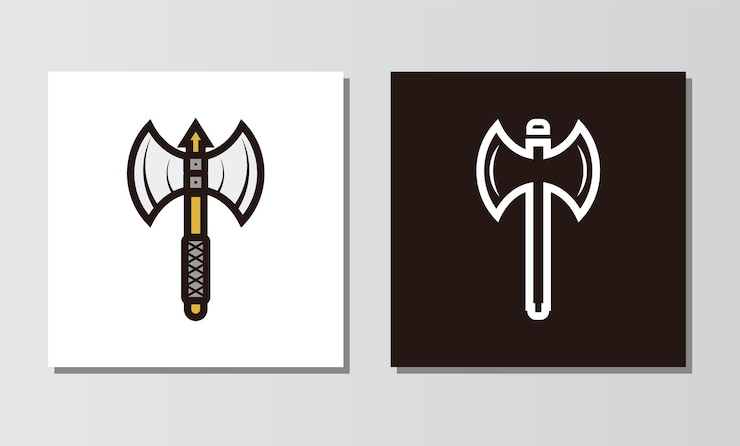 Vector hacha medieval icono logotipo diseño vector ilustración