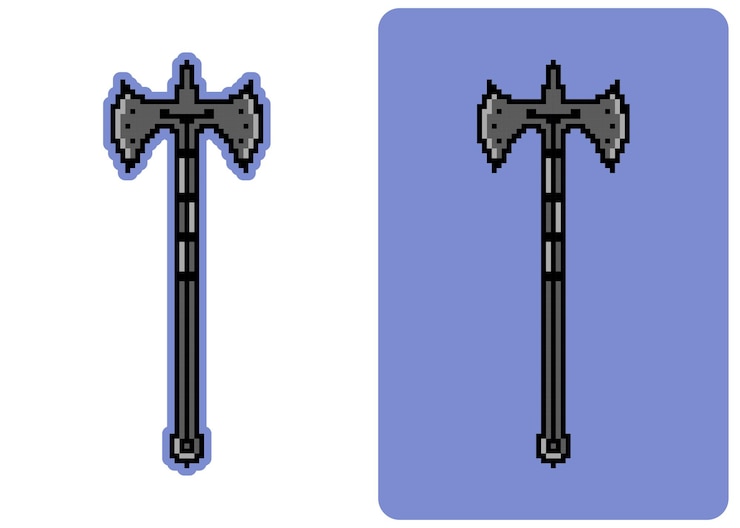 Vector hacha de pixel art para el activo del juego
