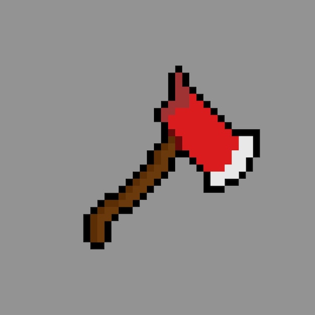 hacha roja con estilo pixel art