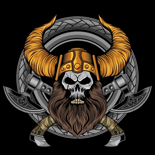 Vector hacha vikingo barba hachas