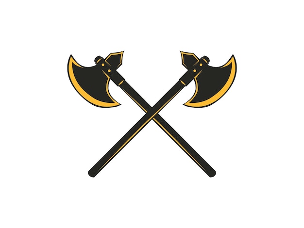 Hachas cruzadas Hacha ancha cruzada Hacha medieval Hacha de batalla Hacha de verdugo en vector
