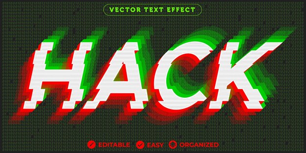 Hack text effectefecto de texto de fuente totalmente editable