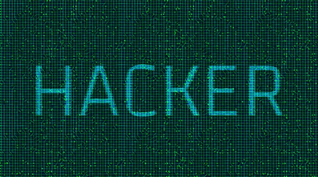 Vector hackeado con fondo de tecnología de seguridad binaria.