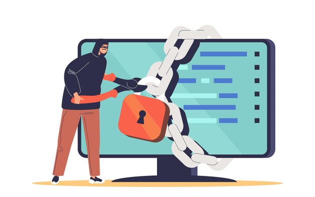 Hacker cibercriminal phishing robando datos personales privados de la computadora Hacker hombre atacando pc