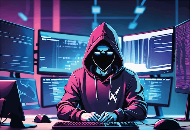 hacker en una computadora con una capucha en el fondo de la computadora hacker hacker hacker