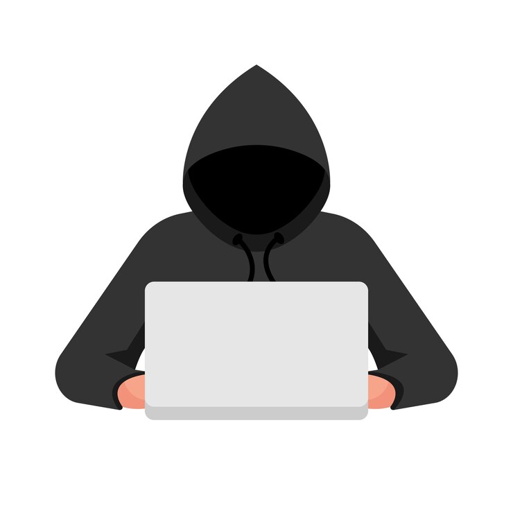 Vector hacker en una computadora portátil seguridad de datos personales seguridad informática crimen en internet