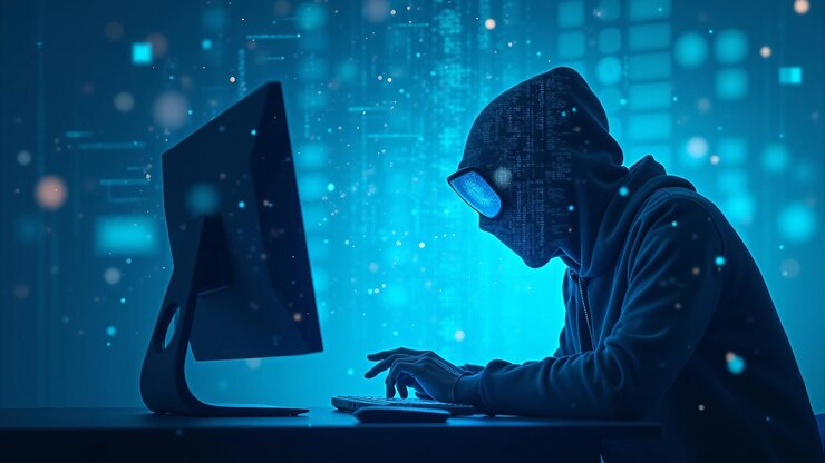 Vector hacker frente a la amenaza de ciberseguridad de la bandera china