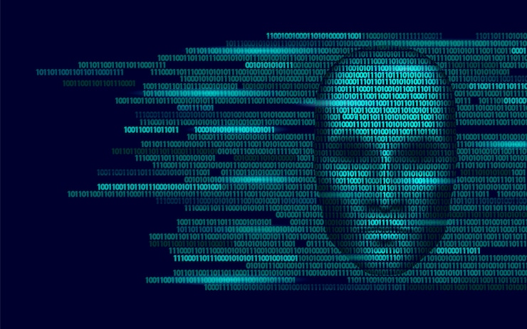 Vector hacker inteligencia artificial robot peligro cara oscura