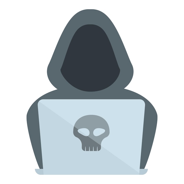 Hacker laptop icono dibujos animados vector robo de computadora crimen en línea