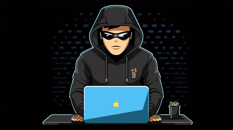 Vector hacker profesional con el vector de icono de la computadora portátil en la tendencia
