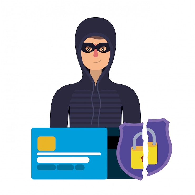 Vector hacker robando información avatar personaje
