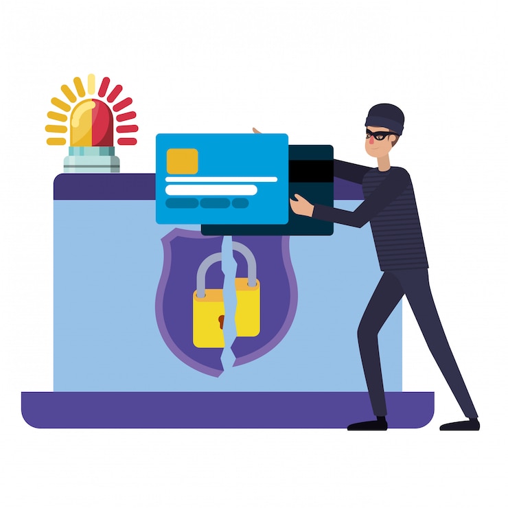 Vector hacker robando información avatar personaje