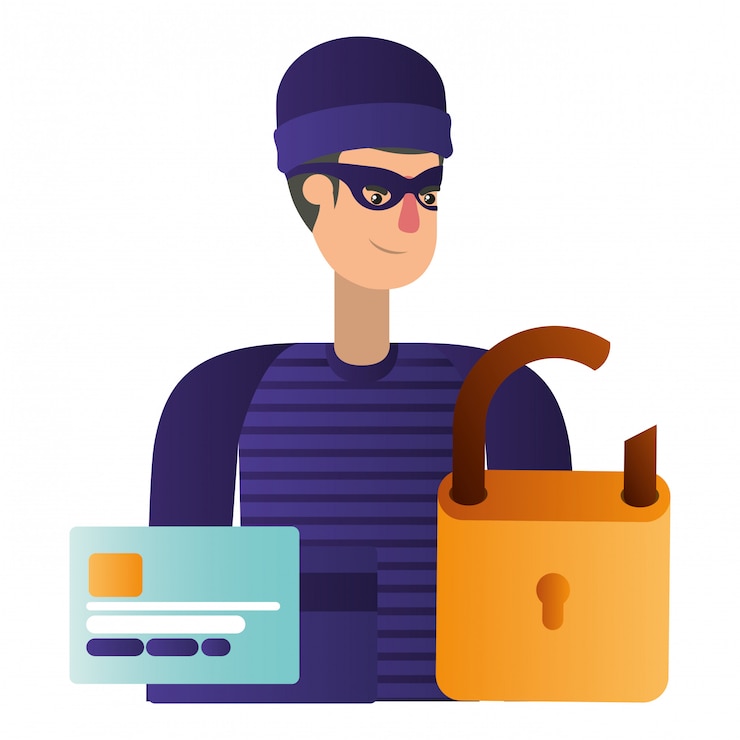 Vector hacker robando información avatar personaje