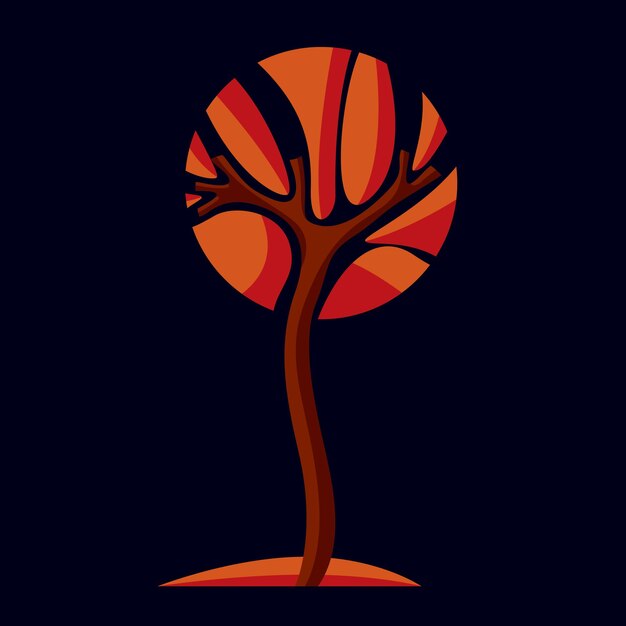 Hada de arte ilustración de árbol, símbolo ecológico estilizado. Imagen vectorial de Insight sobre la idea de la temporada, hermosa imagen.