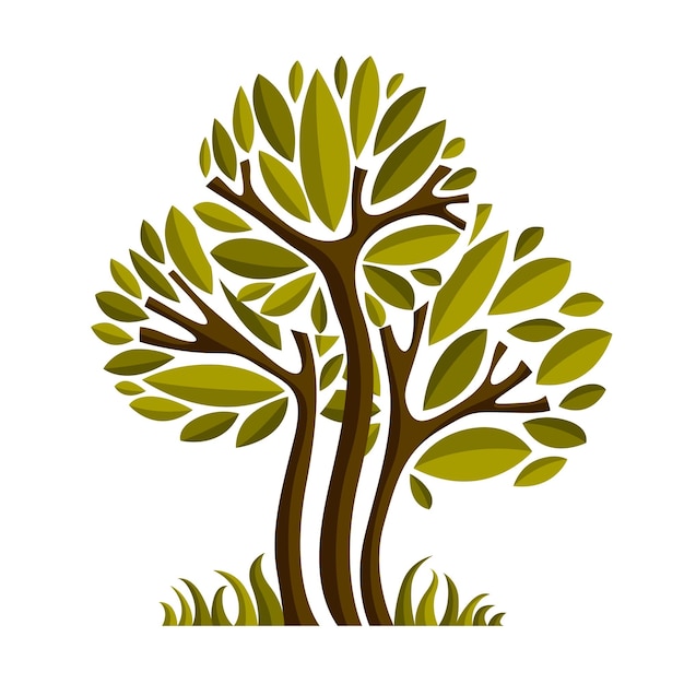 Hada de arte ilustración de árbol, símbolo ecológico estilizado. imagen vectorial de insight sobre la idea de la temporada, hermosa imagen.