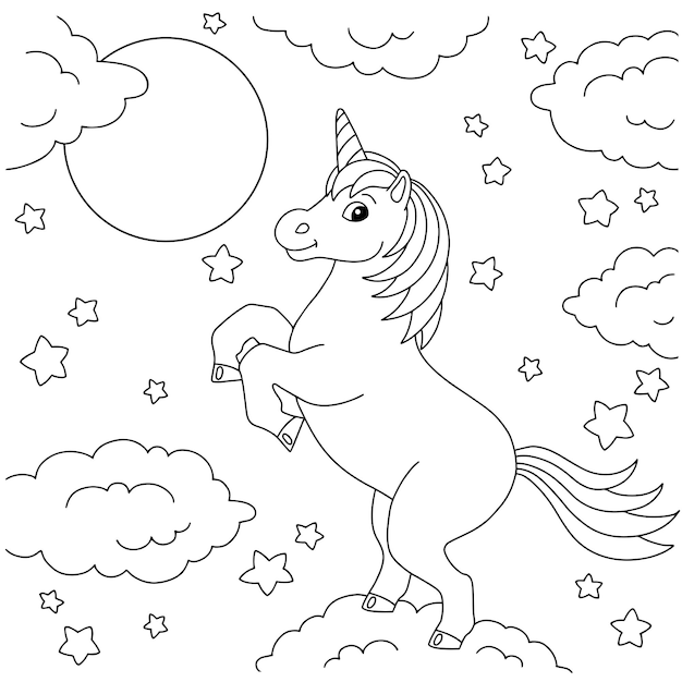 Hada mágica unicornio Página de libro para colorear para niños