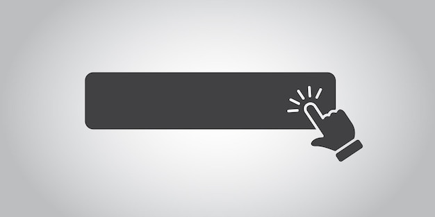Haga clic aquí icono de banner en estilo plano Ilustración vectorial de comercio electrónico en fondo aislado Concepto de negocio de carteles de compras