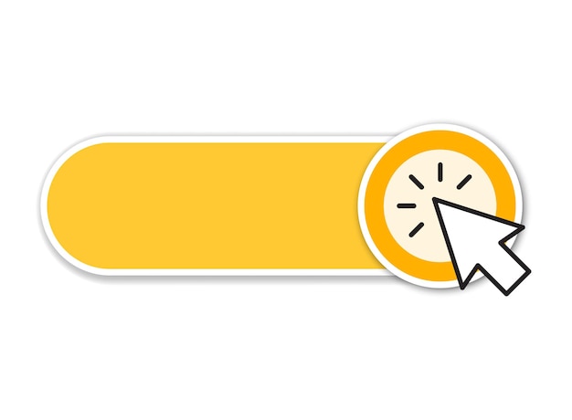 Haga clic aquí icono de banner vacío en estilo plano Ilustración vectorial de comercio electrónico en fondo aislado Botón de compra signo concepto de negocio