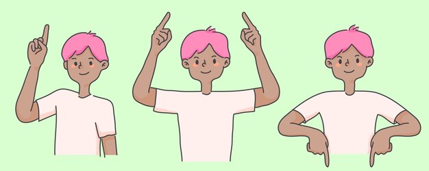 haga clic aquí señalando la ilustración de personas lindas