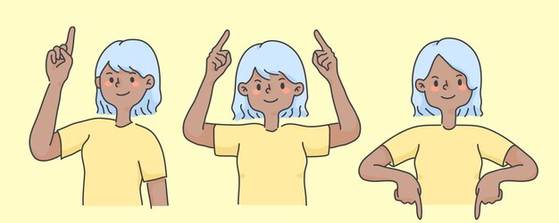 haga clic aquí señalando la ilustración de personas lindas