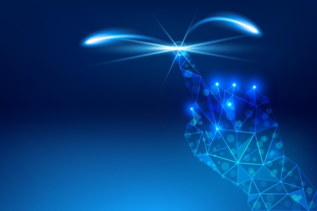 Haga clic en el concepto de tecnología abstracta de fondo azul de mano, vector