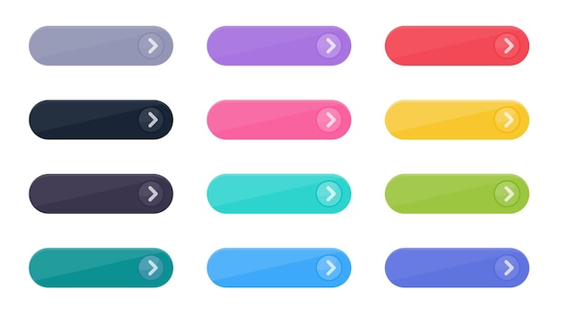 Haga clic en Conjunto de botones Enlaces de sitios web simples aislados sobre fondo blanco.