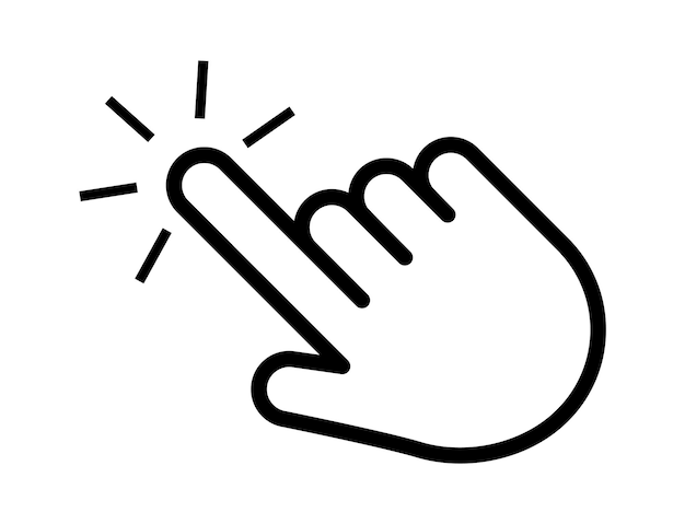 Haga clic en el cursor establecer el puntero de la computadora la mano y la flecha el icono presione el elemento de acción de selección