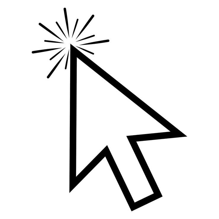 Vector haga clic con el cursor del ratón en el icono de la flecha