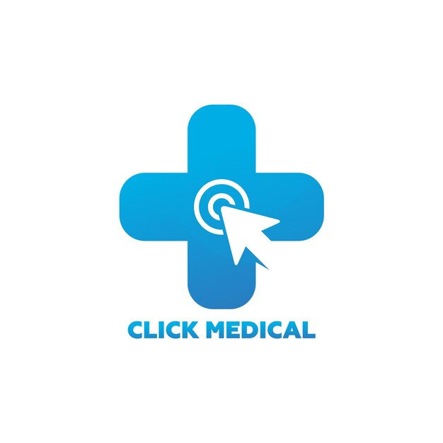 Haga clic en la flecha y toque el diseño de la plantilla de logotipo médico Vector Emblem Design Concept Símbolo creativo