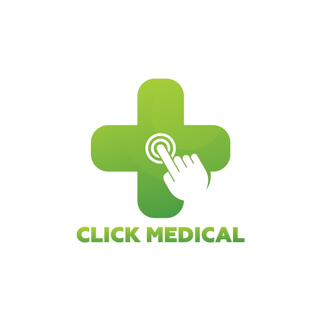 Haga clic en la flecha y toque el diseño de la plantilla de logotipo médico Vector Emblem Design Concept Símbolo creativo