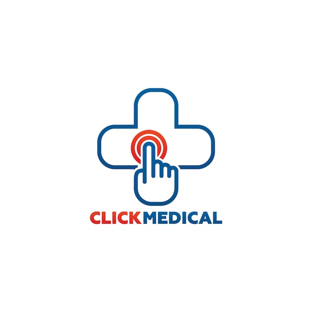 Haga clic en la flecha y toque el diseño de la plantilla de logotipo médico Vector Emblem Design Concept Símbolo creativo