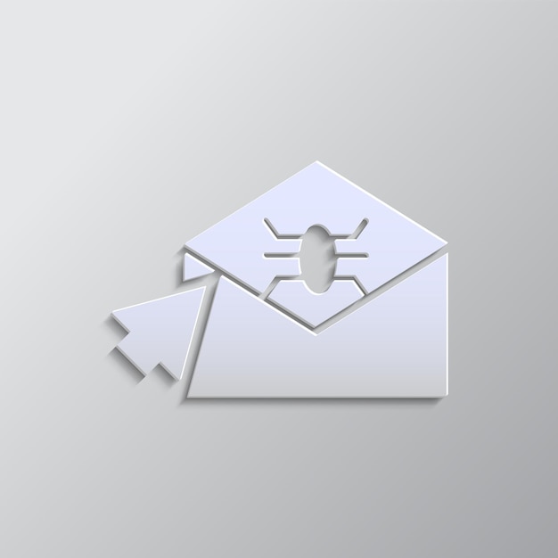 Haga clic en el icono de la letra virus estilo de papel fondo vectorial de color gris icono vectorial estilo de papel