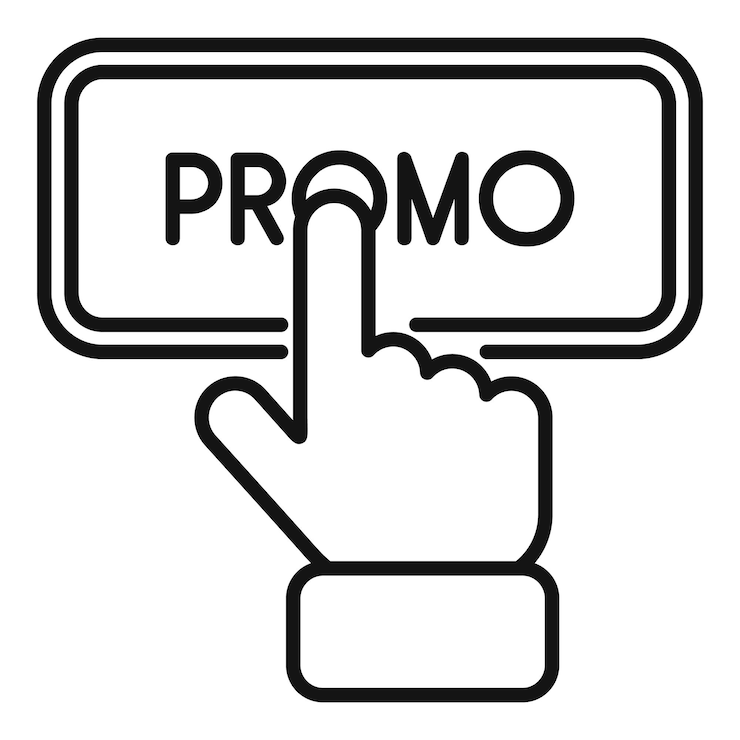 Vector haga clic en el icono de la oferta promocional contorno vector venta en la tienda de ofertas