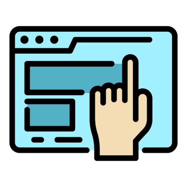 Haga clic en el icono de la página Contorno haga clic en el ícono del vector de la página Color plano aislado