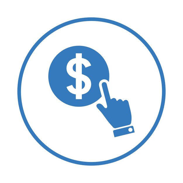 Haga clic en el icono de pago Diseño de color azul