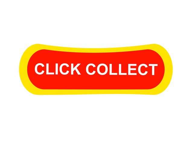 Haga clic en recopilar texto de plantilla de etiqueta de botón de ilustración vectorial web con icono de colores
